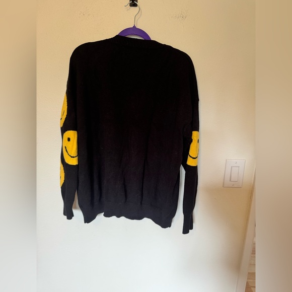 Dressed in Lala Oversized Smile Knit Crewneck Sweater Black Yellow Size S/M EUC - Picture 5 of 8